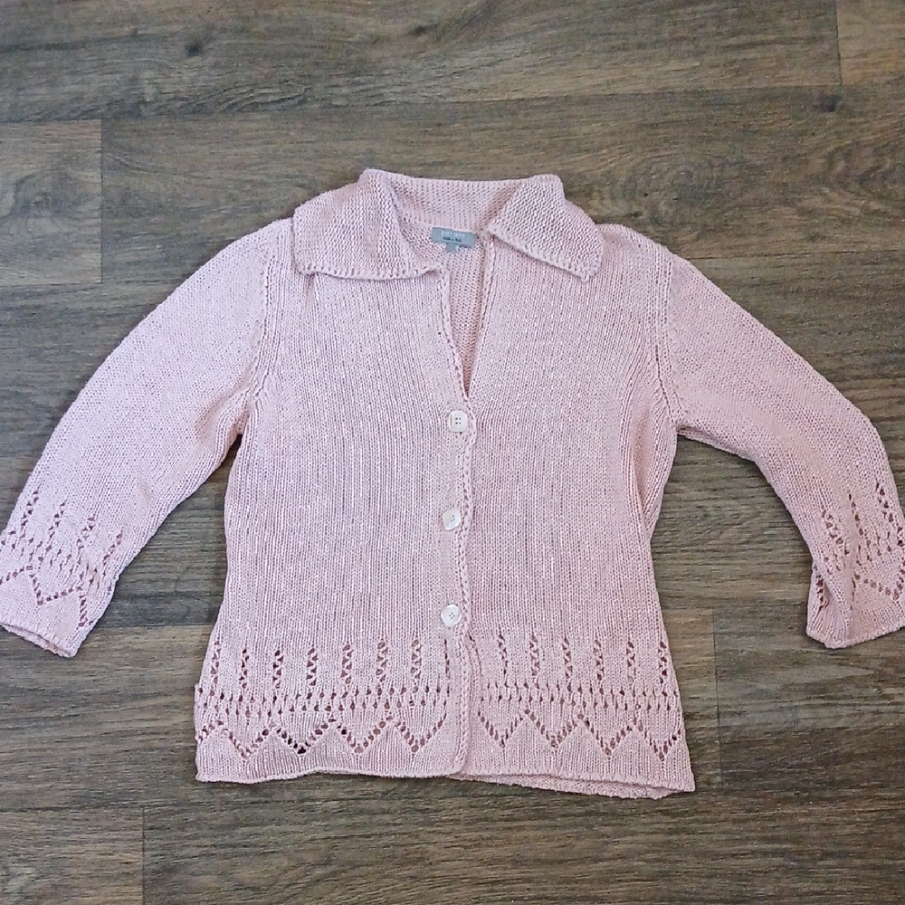 Per Una Made in Italy Pink Knitted Button Cardigan.